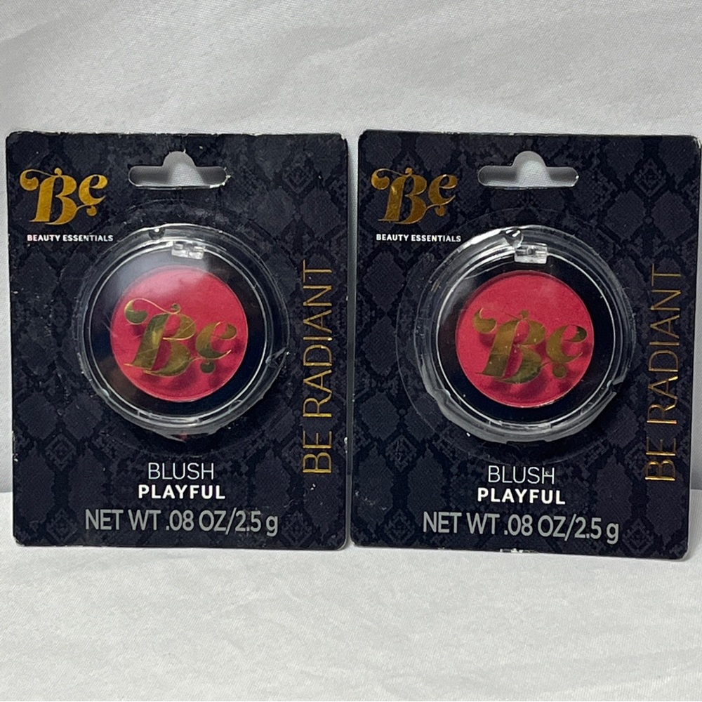 2 Pack BE Beauty Essentials Be Radiant Red Pink Playful Blush .08oz 2.5g Pigment